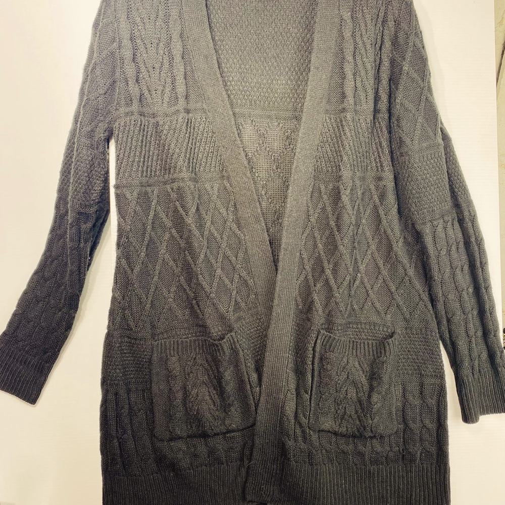 Womens large Y2K long knot cable cardigan